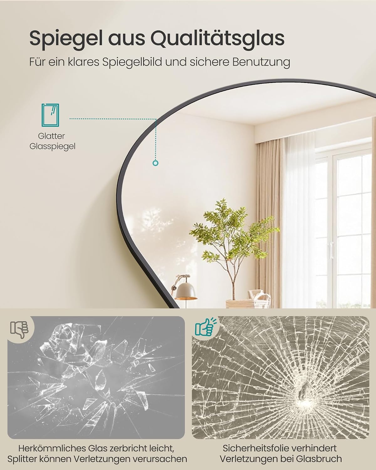 Ganzkörperspiegel 160x50 cm Standspiegel Mattschwarz von Songmics