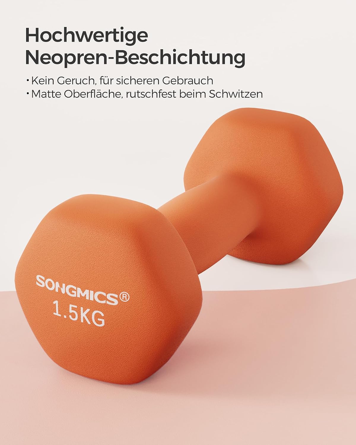 Kurzhantelset 2x1,5 kg Hanteln Neopren Orange von Songmics