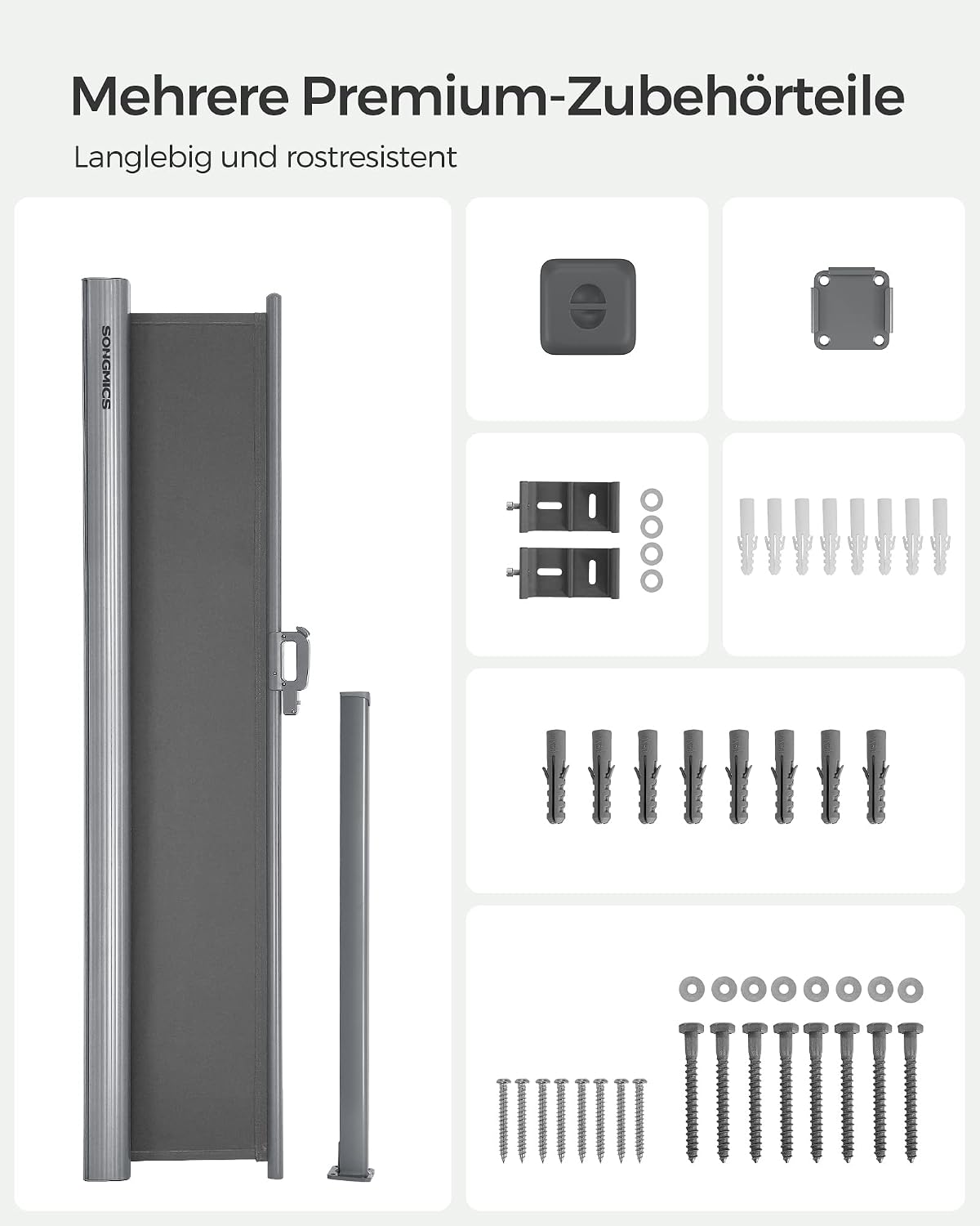 Seitenmarkise ausziehbar 160x300 cm Sichtschutz von Songmics