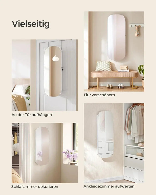 Schmuckschrank Spiegelschrank LED Beleuchtung abschliessbar Weiss von Songmics