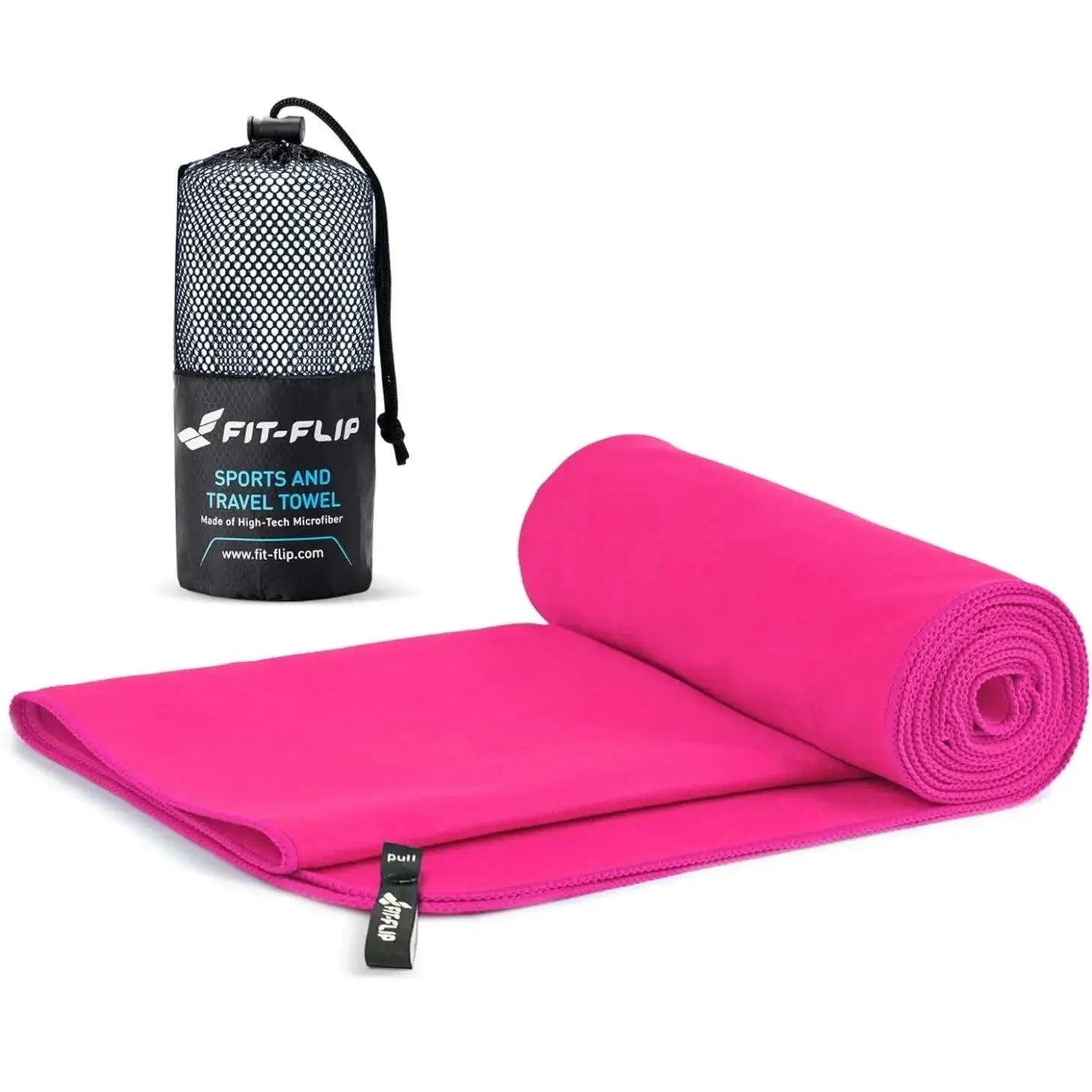 Mikrofaser Handtuch schnelltrocknend mit Tasche 40x80cm Pink von Fit-Flip