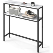 Konsolentisch schmal 2 Ablagen 80cm Marmor Weiß Schwarz von Songmics