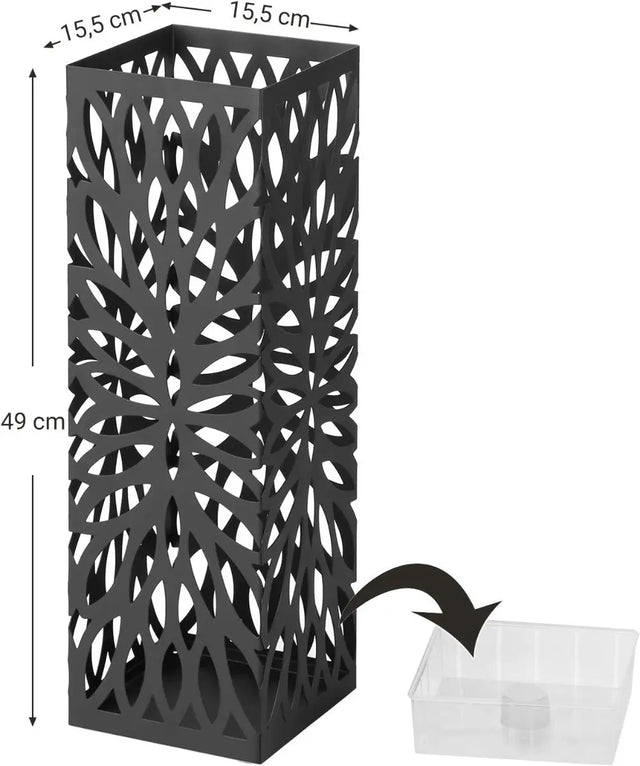 Regenschirmständer Metall quadratisch mit Haken schwarz von Songmics