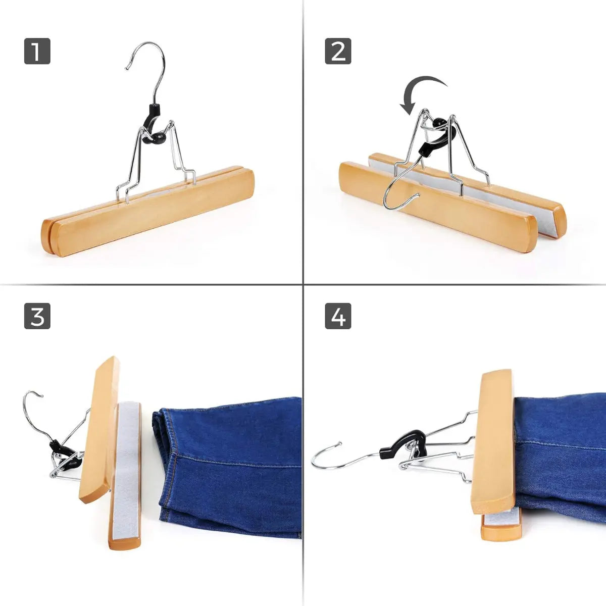 Hosenspanner 12er Set Holz Hosenbügel von Songmics