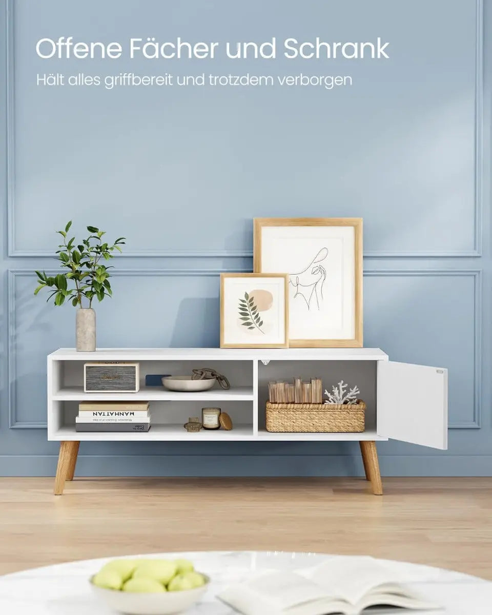 TV-Lowboard 120cm Mid-Century Weiss von Songmics