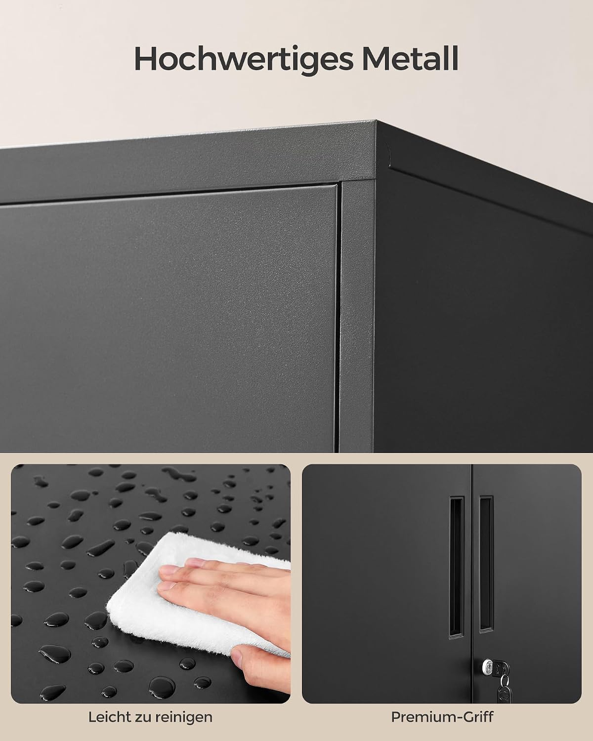 Metallschrank Aktenschrank 60x40x99 cm Schwarz abschliessbar von Songmics