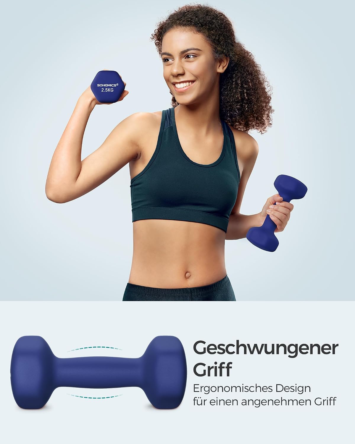 Kurzhantel-Set 2 x 2,5 kg Gusseisen Neopren Quarzblau von Songmics