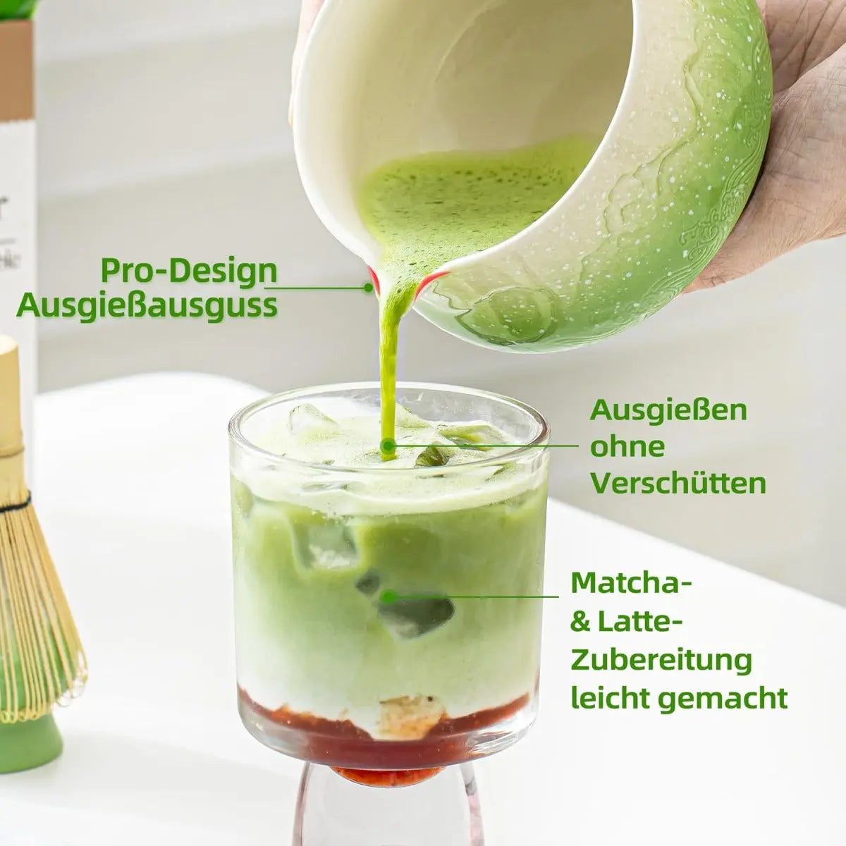 Matcha Set Grün Berg mit Ausgiessschale 7-tlg. von TEANAGOO