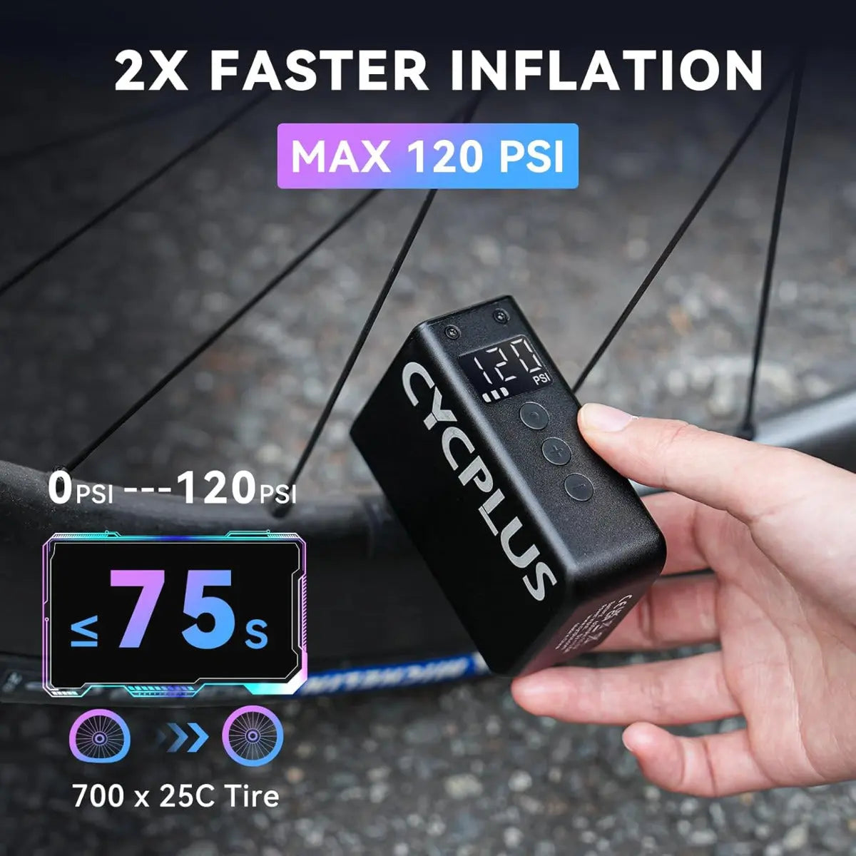 Fahrradpumpe AS2Max Elektrisch Mini Kompressor Akku von Cycplus