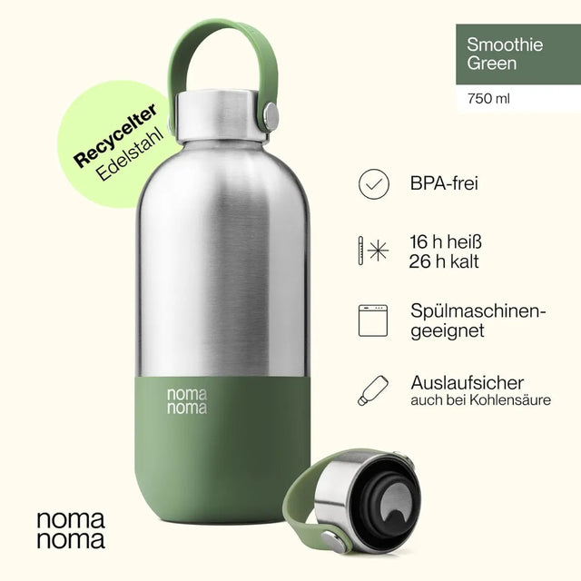 Trinkflasche Edelstahl auslaufsicher 750ml Smoothie Green von noma noma