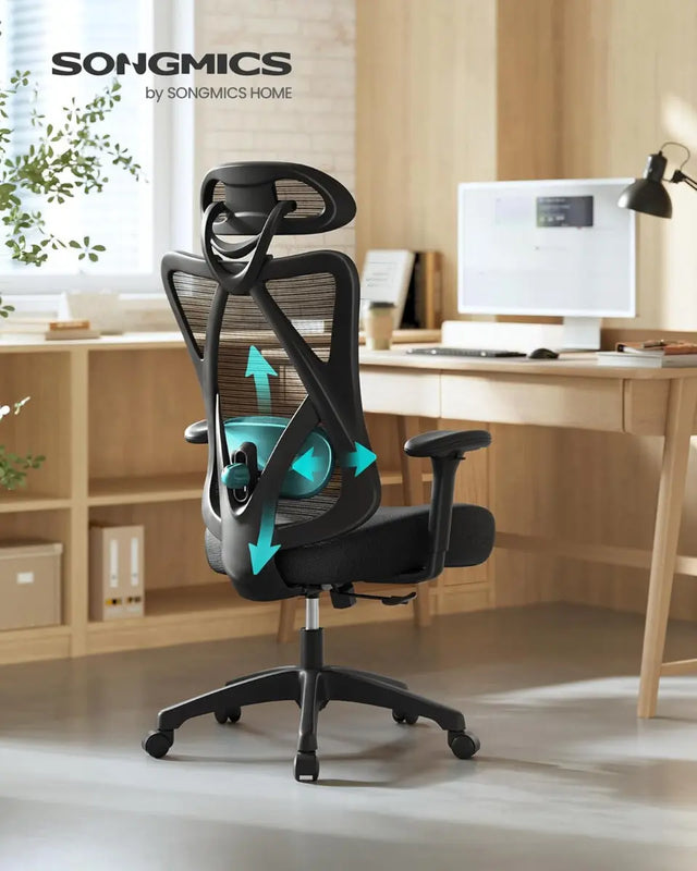 Bürostuhl Ergonomisch Computerstuhl Höhenverstellbar Schwarz von Songmics