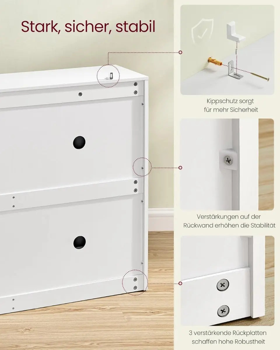 Schuhschrank Klappen Verstellbar Schuhregal Schneeweiss von Songmics