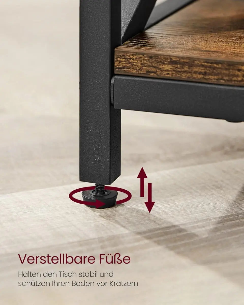 Couchtisch Höhenverstellbar Stauraum X-Streben Vintagebraun von Songmics