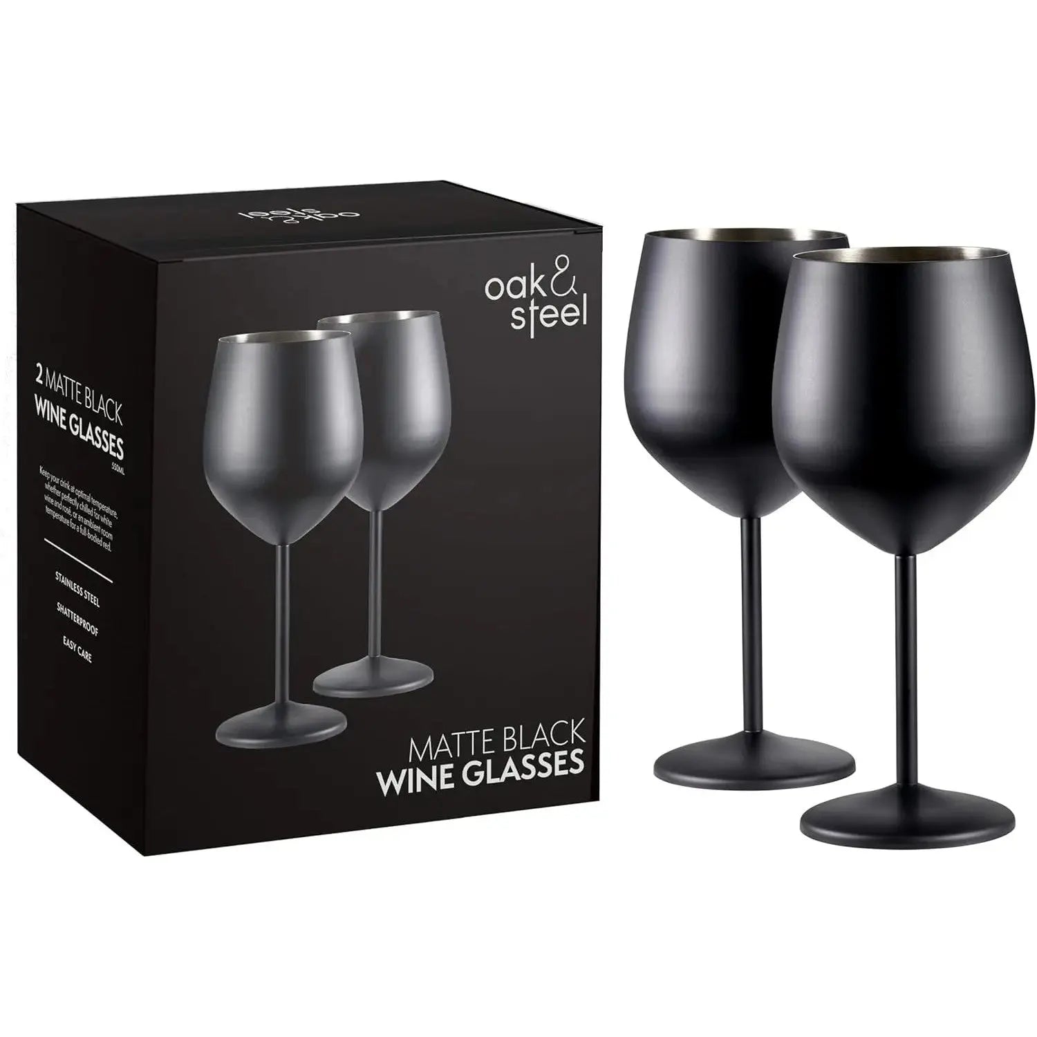 Edelstahl Weingläser Schwarz Matt 2er-Set von Oak & Steel