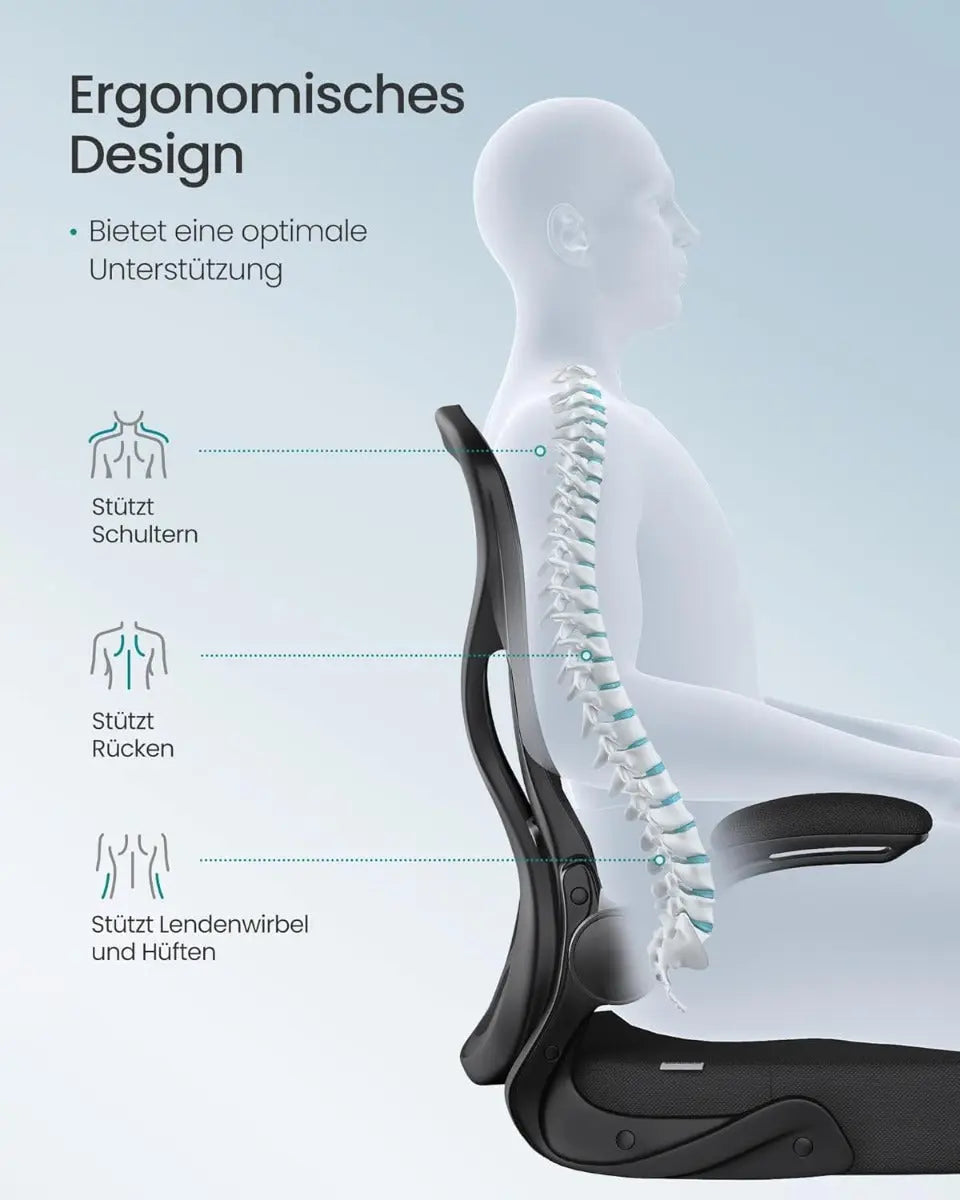 Bürostuhl ergonomisch Lordosenstütze schwarz Mesh von Songmics