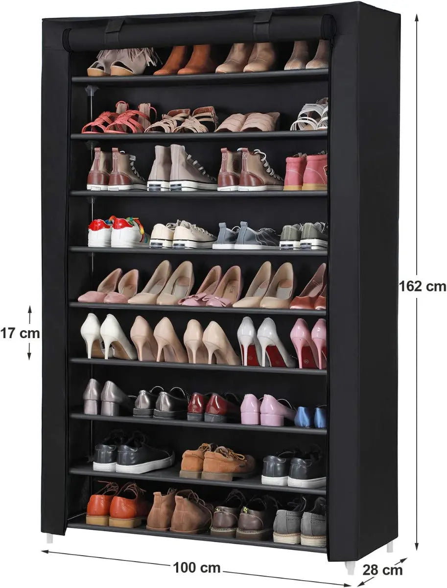 Schuhregal mit 9 Ebenen Schwarz, 100 x 28 x 162 cm von guteszeug.ch