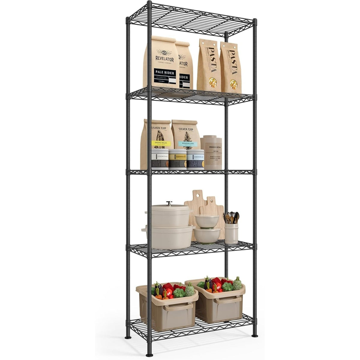 Lagerregal 5 Ebenen Steckregal 60x30x161 cm Schwarz von Songmics