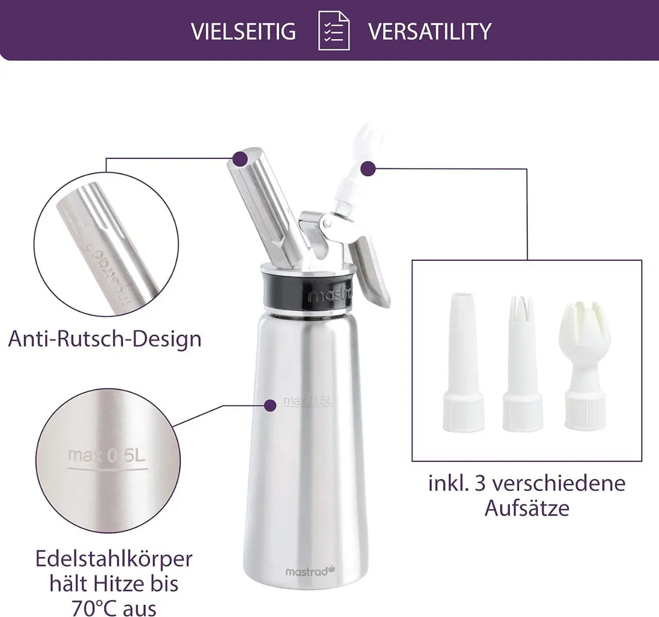 Siphon Pro Edelstahl 0.5 Liter von Mastrad