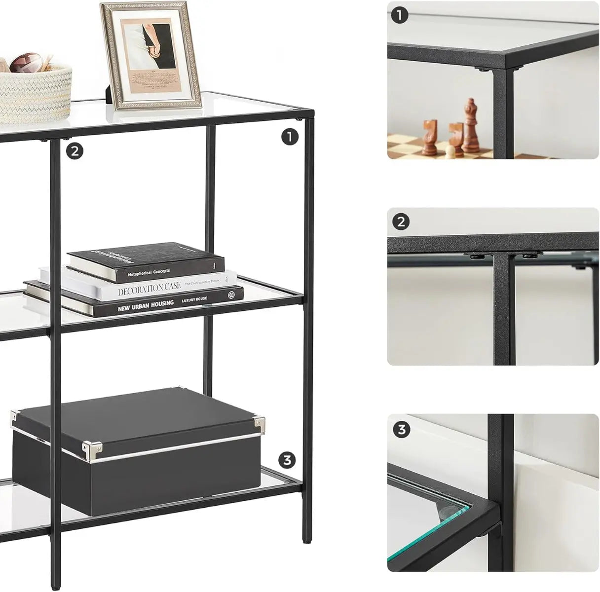 Konsolentisch Modern Glas Metallrahmen Schwarz von Songmics