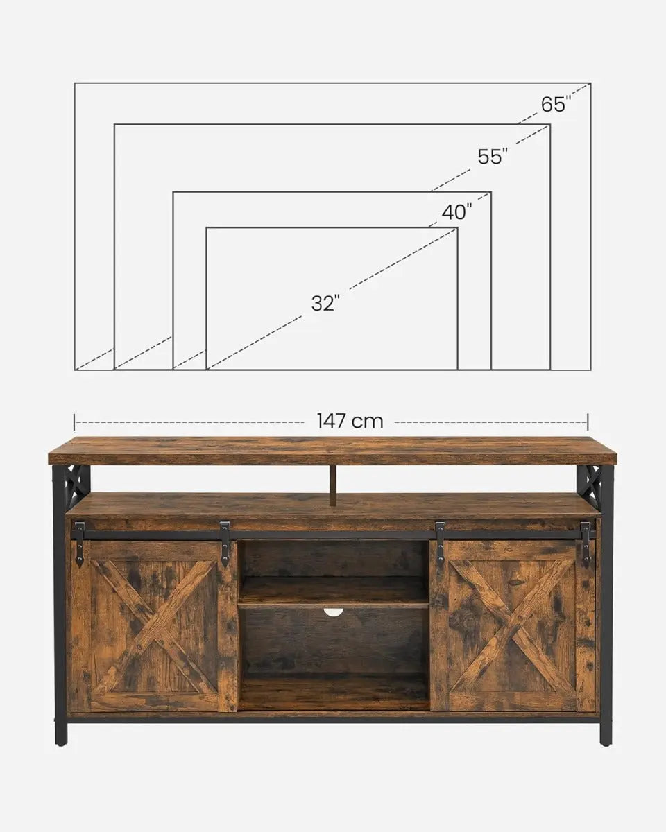 TV Schrank Landhausstil Verstellbar Vintagebraun Schwarz von Songmics