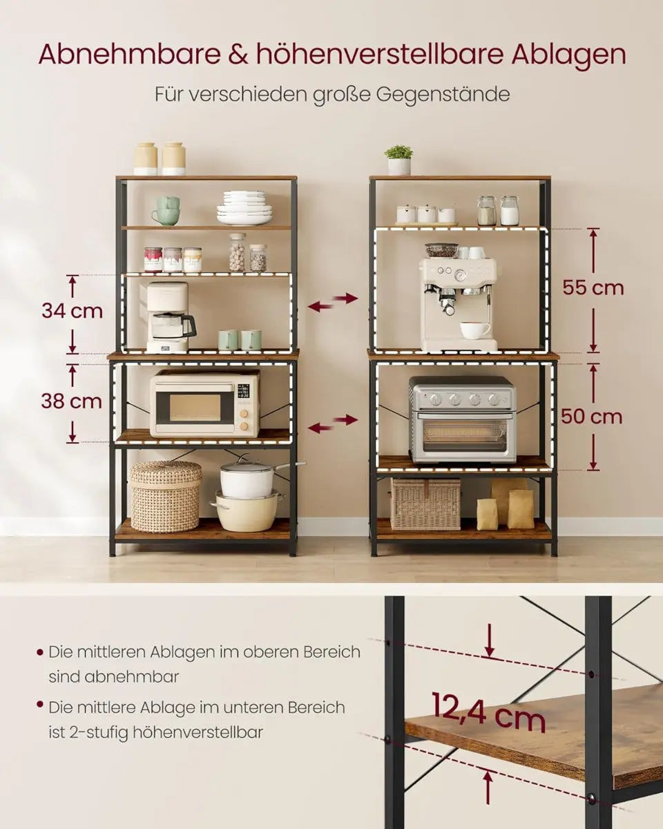 Küchenregal mit 6 Ablagen vintagebraun 60cm breit von Songmics