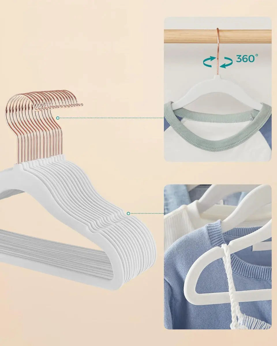 Kleiderbügel Kinder Samt 50er Set Weiss von Songmics