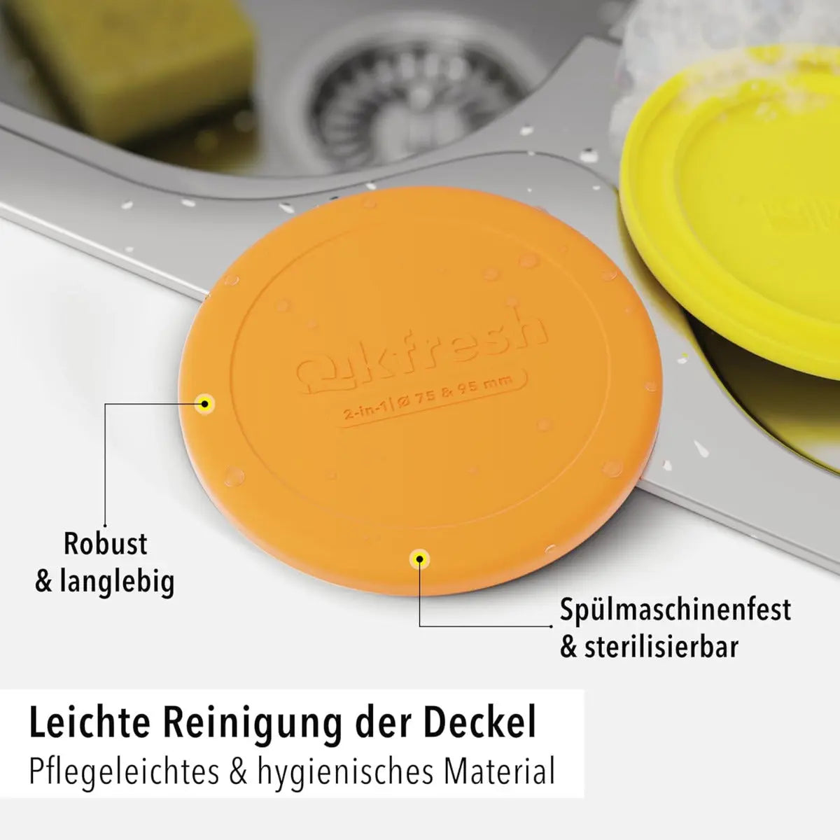 Mehrweg Frischedeckel für Joghurtbecher Orange von Qikfresh