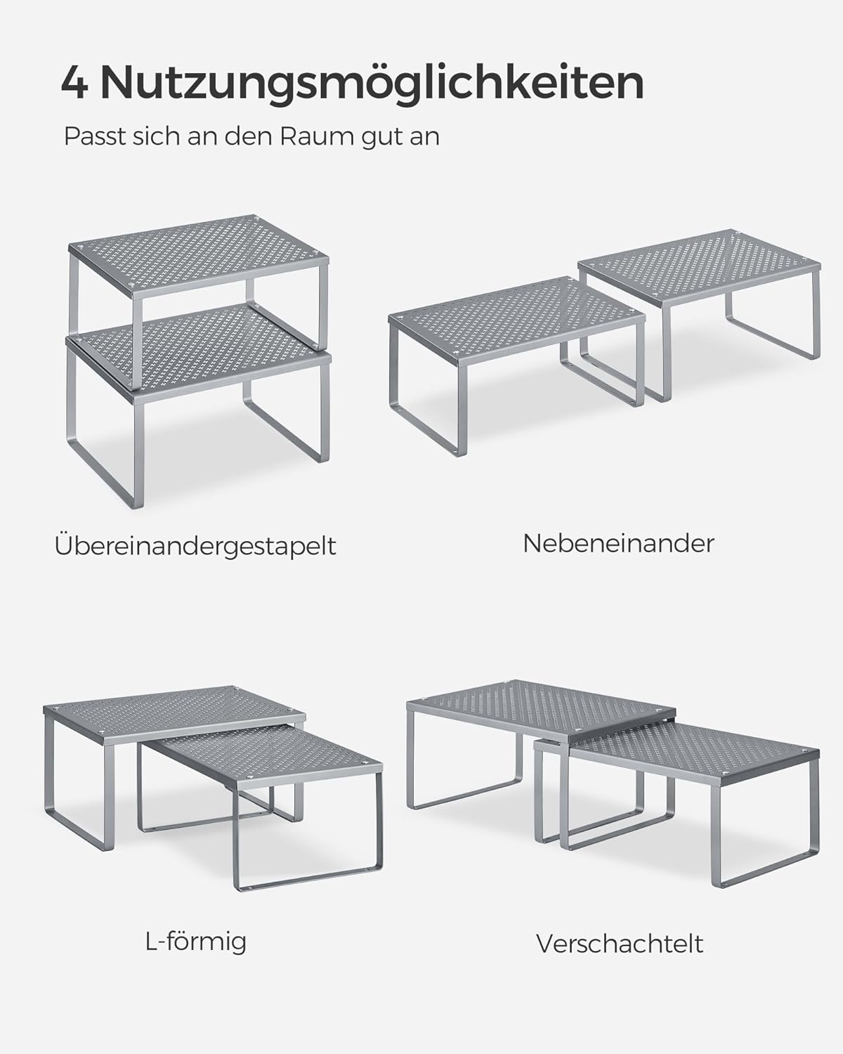 Gewürzregal Metall 2er Set stapelbar erweiterbar silber von Songmics