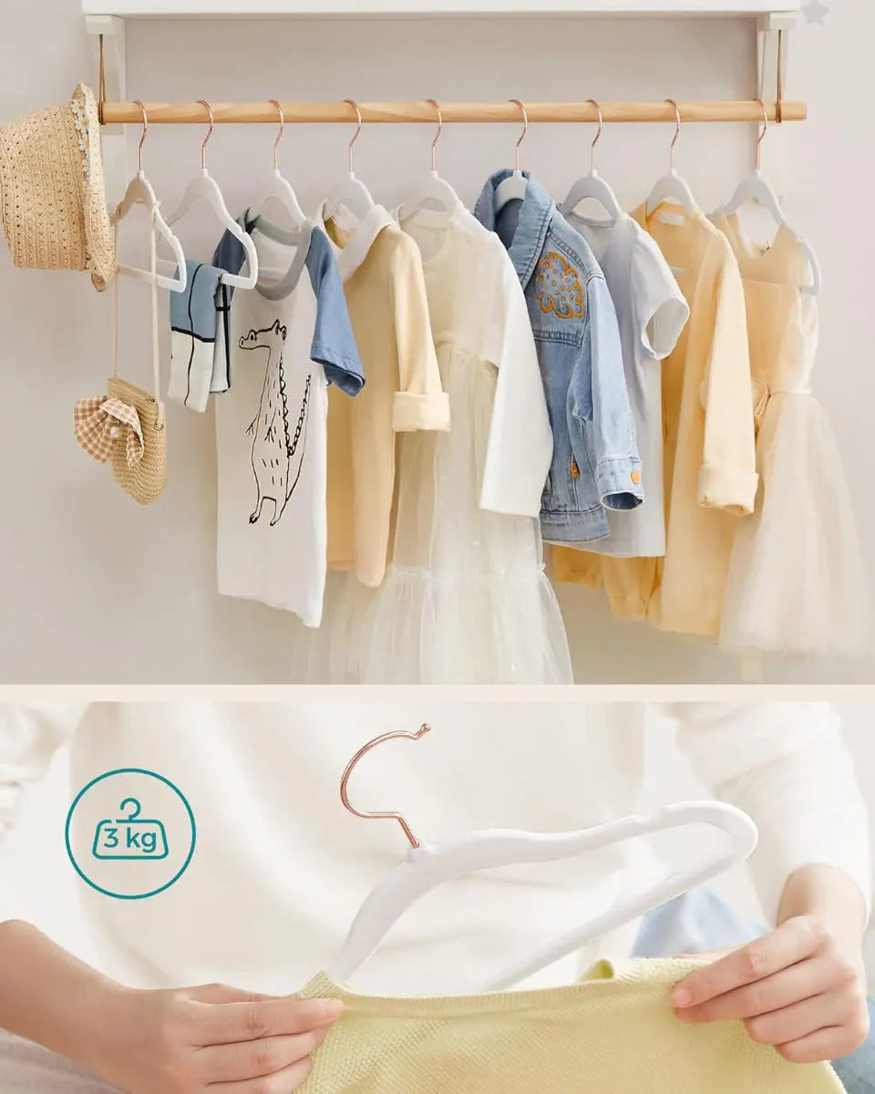 Kleiderbügel Kinder Samt 50er Set Weiss von Songmics