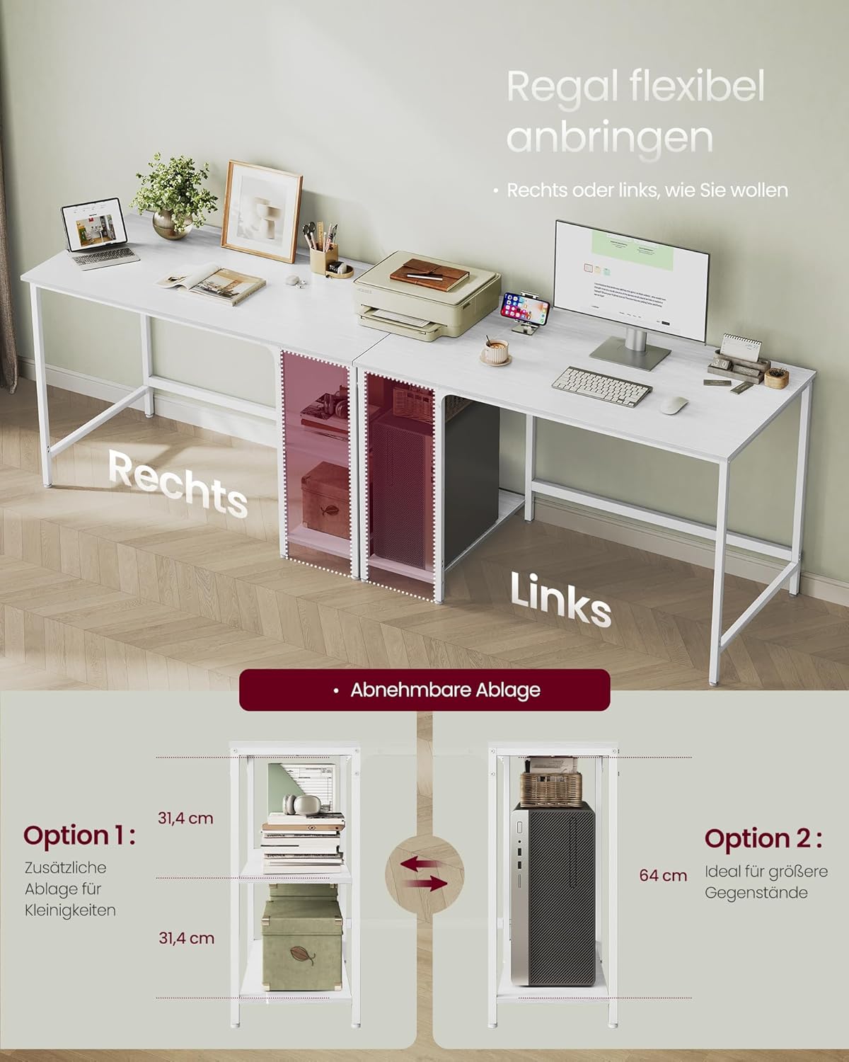 Computertisch 120x60x76 cm Bürotisch Schreibtisch Ahorn von Songmics