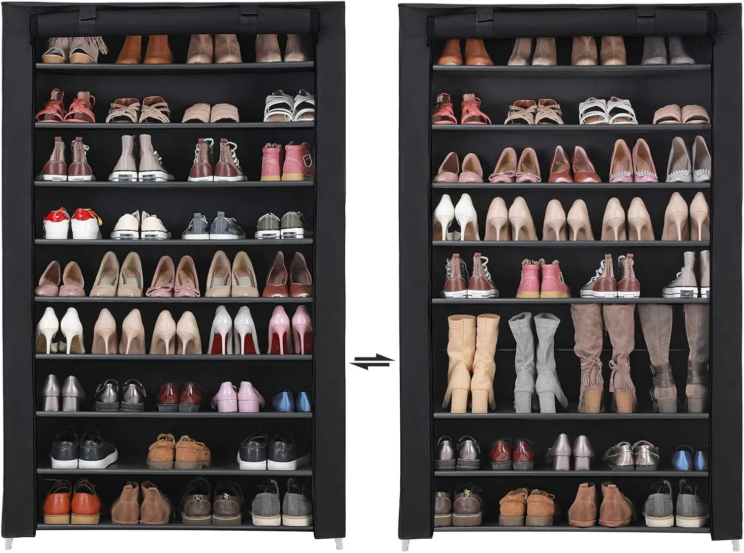 Schuhregal mit 9 Ebenen Schwarz, 100 x 28 x 162 cm von guteszeug.ch