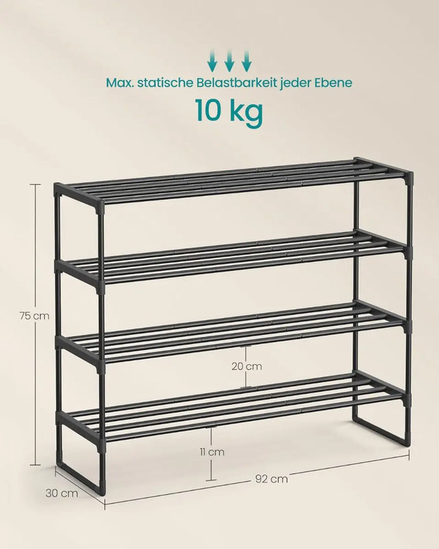 Schuhregal Schuhständer mit 4 Ebenen für 20 Paar von Songmics
