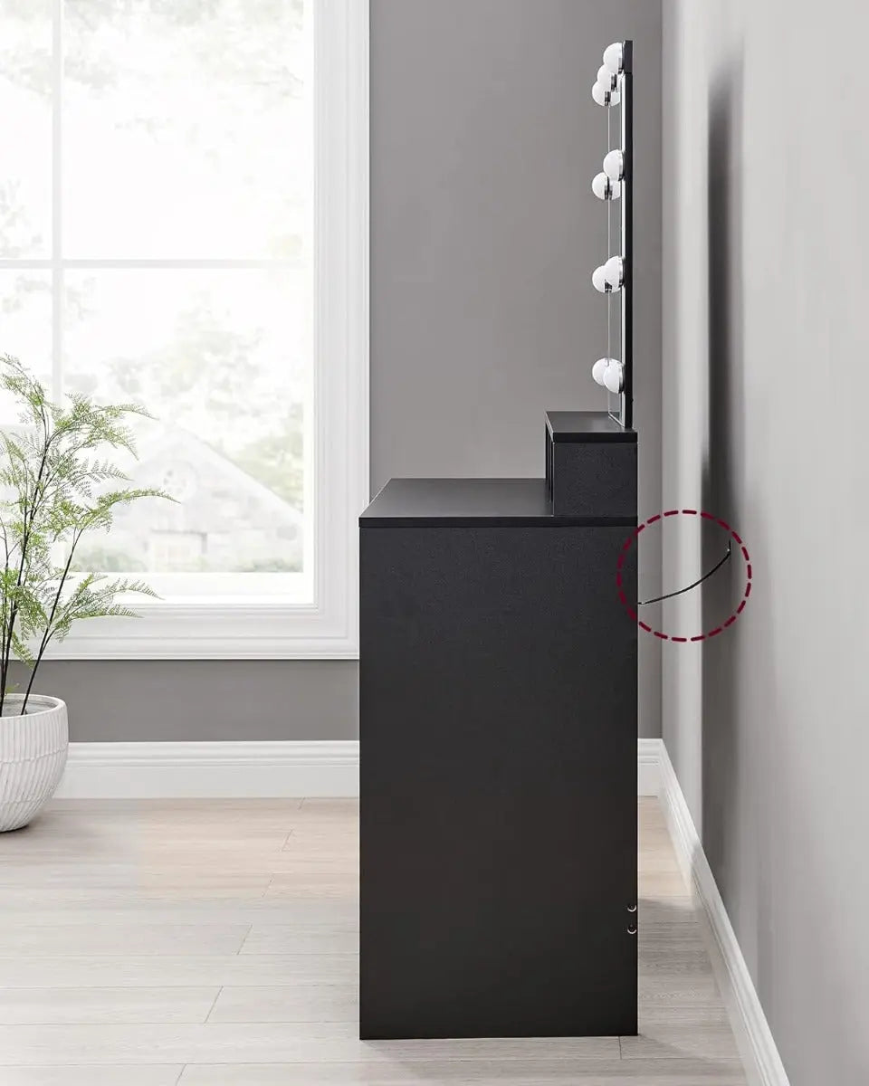 Schminktisch LED Spiegel Schubladen modern schwarz von Songmics