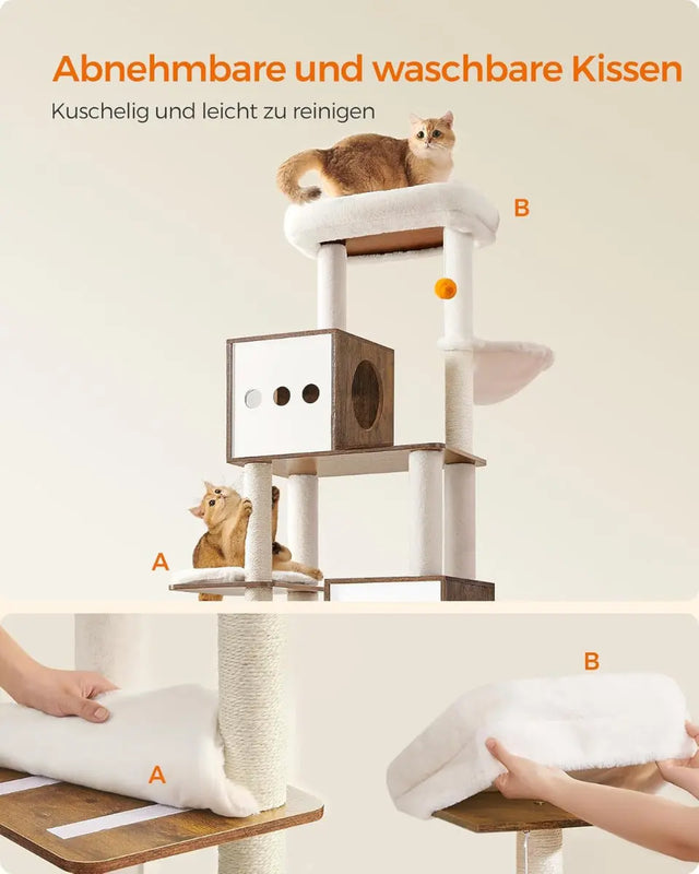 Kratzbaum mit Katzenklo-Schrank vintagebraun von Songmics