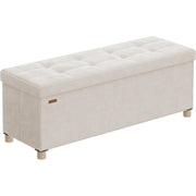 Sitzbank Aufbewahrungsbank 110x38x40 cm Samt Beige von Songmics
