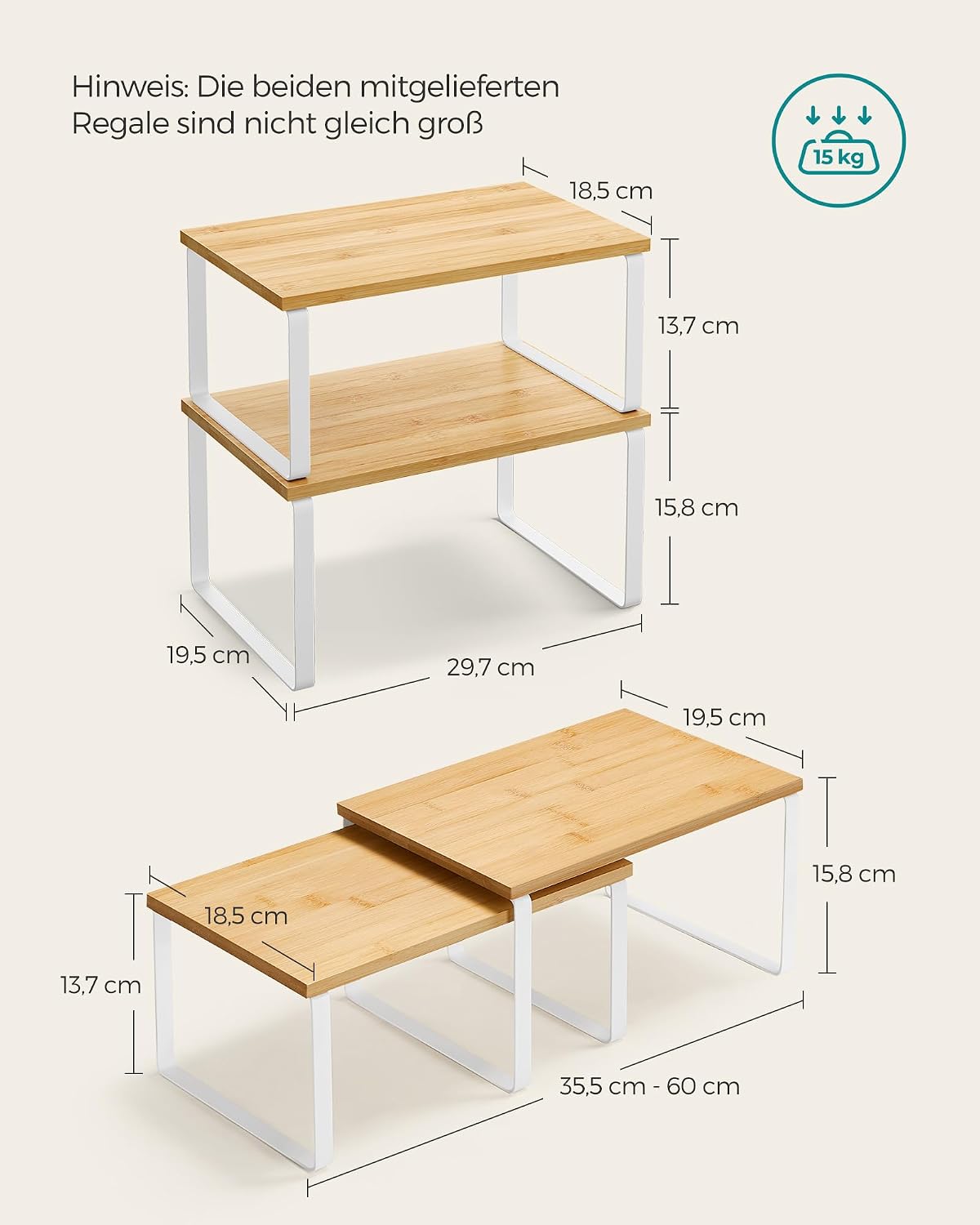 Gewürzregal 4er Set stapelbar erweiterbar Küchenregal von Songmics