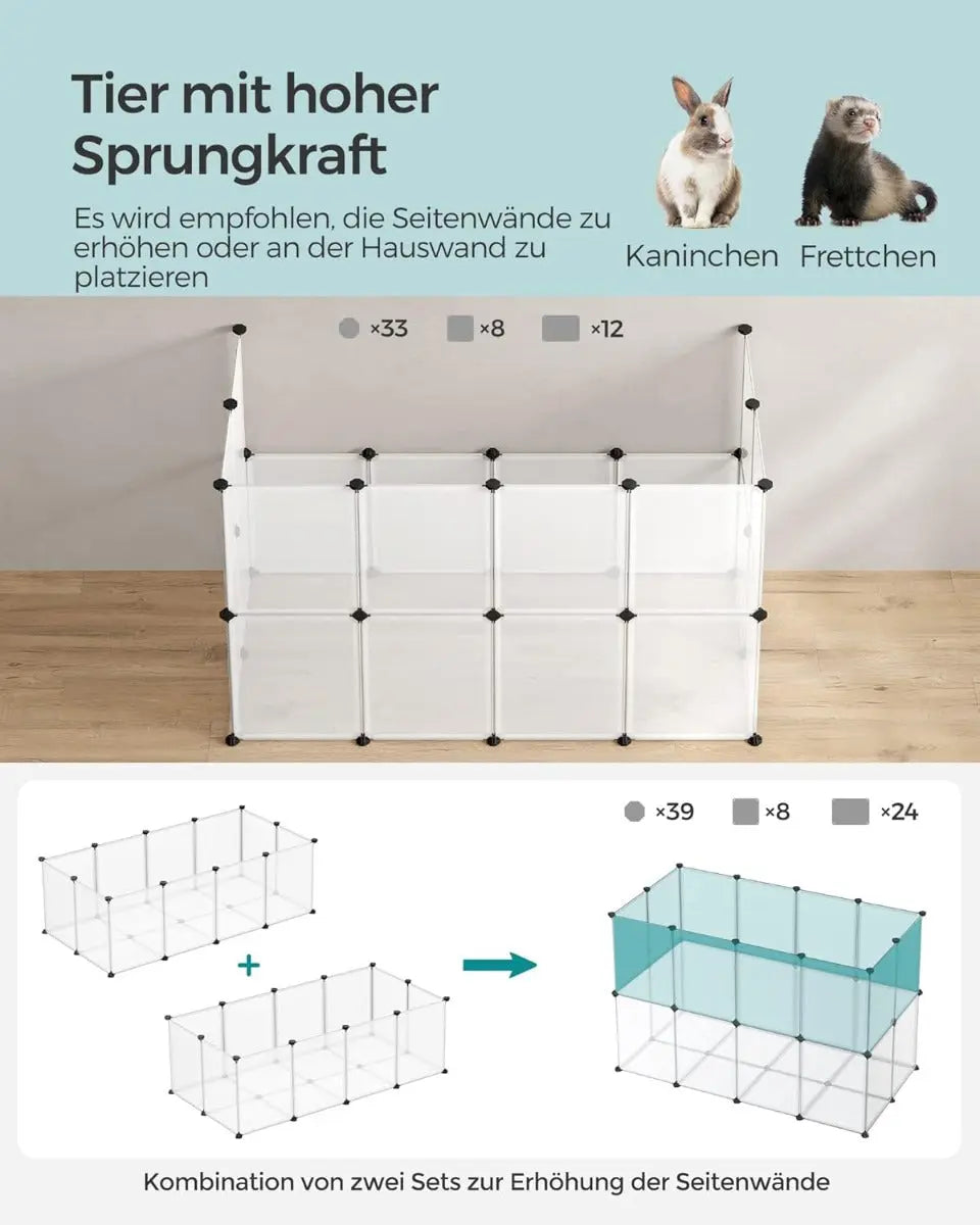 Freigehege Kunststoff Laufstall Kleintiere Weiss von Songmics