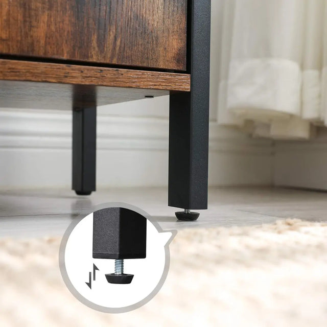 Bücherregal mit Türen Industrie-Design mit Stahlgestell Vintagebraun von Songmics