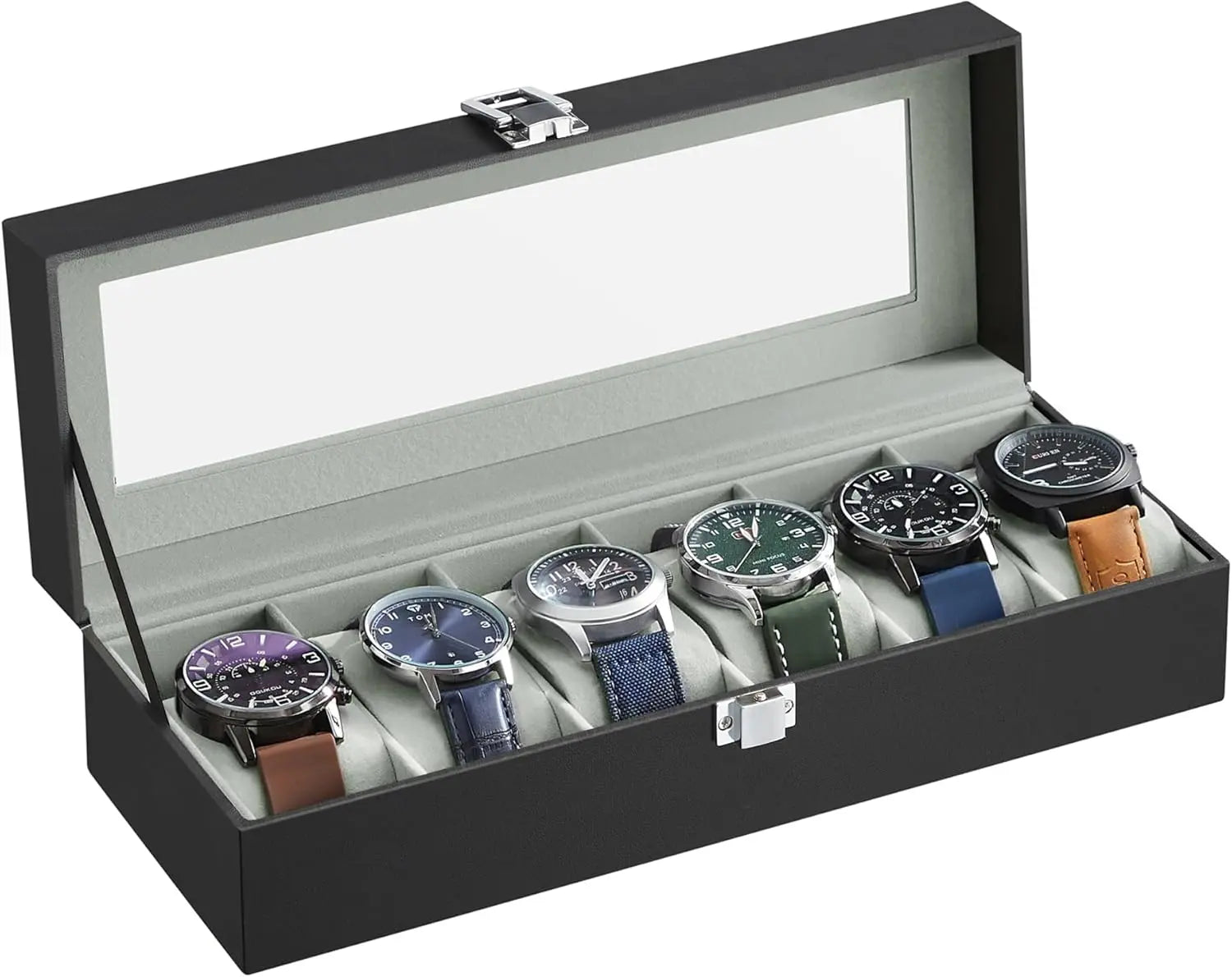 Uhren Aufbewahrung Box für 6 Uhren Schwarz von Songmics