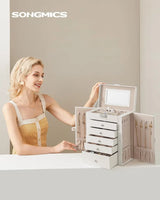 Schmuckkasten Schmuckschatulle mit 6 Ebenen von Songmics