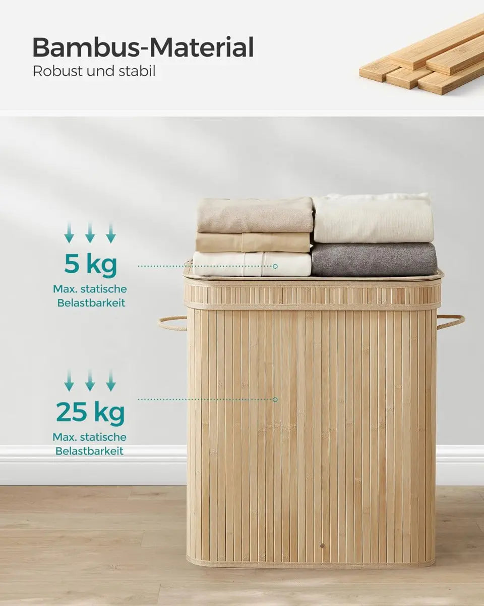 Wäschekorb Wäschesammler Bambus 100l von Songmics