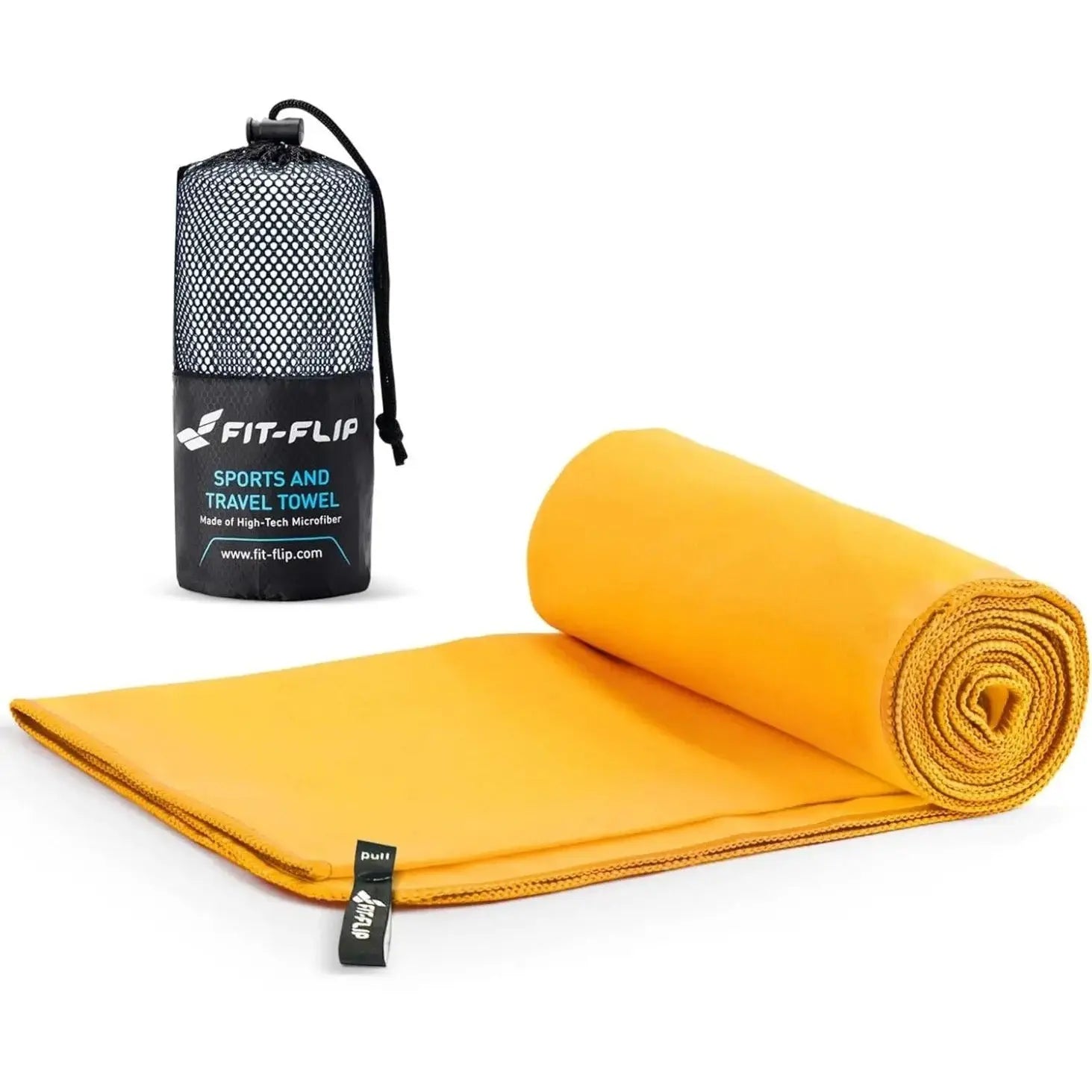 Mikrofaser Handtuch schnelltrocknend mit Tasche 40x80cm Gelb von Fit-Flip