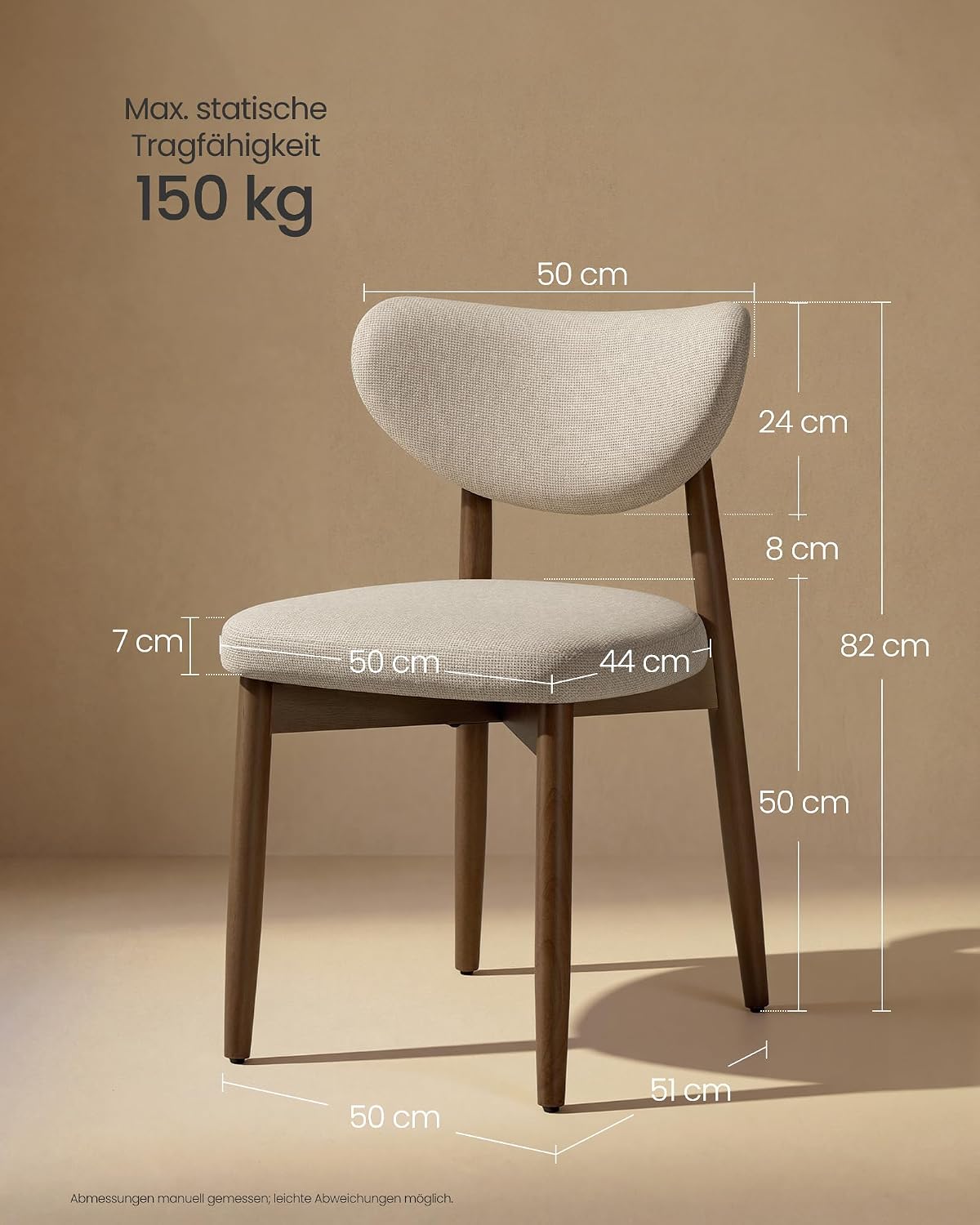 Esszimmerstühle 2er-Set Polsterstühle Cappuccino Beige von Songmics