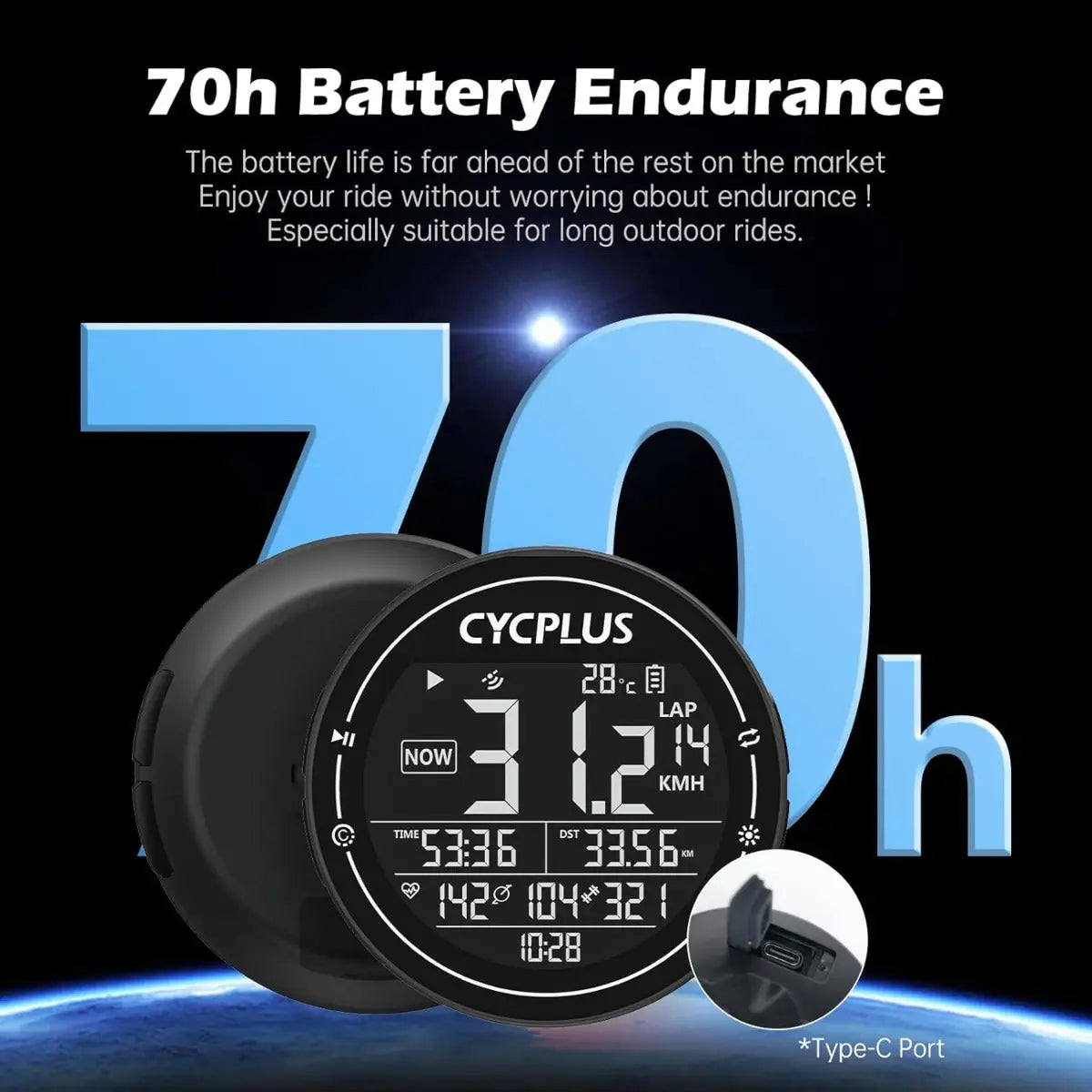 Fahrradcomputer M2 GPS Kabellos 2.5 Zoll LCD von Cycplus