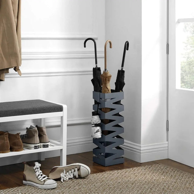 Regenschirmständer Metall quadratisch mit Haken Anthrazit von Songmics