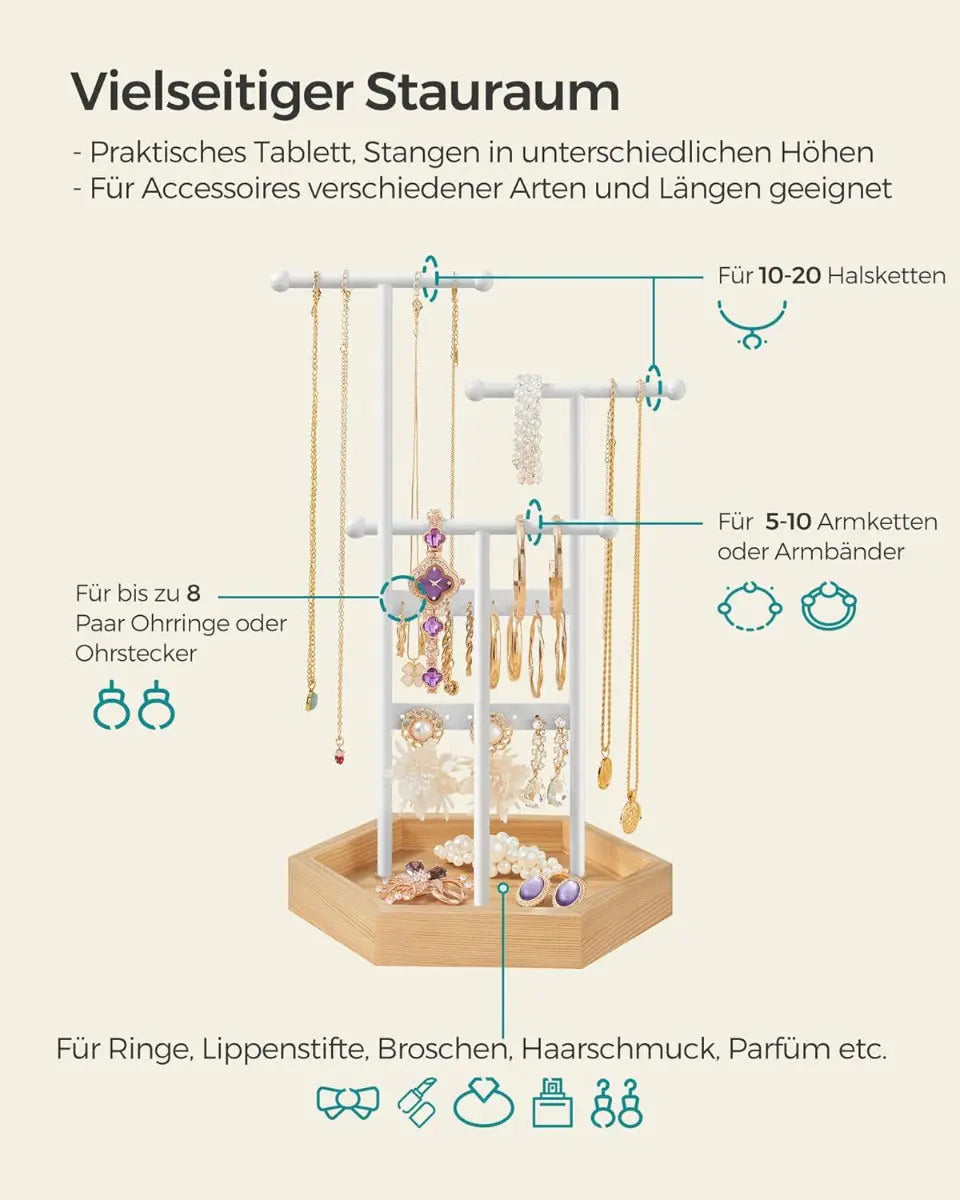 Schmuckständer Schmuckhalte, 4 getrennte Bereiche Metall von Songmics