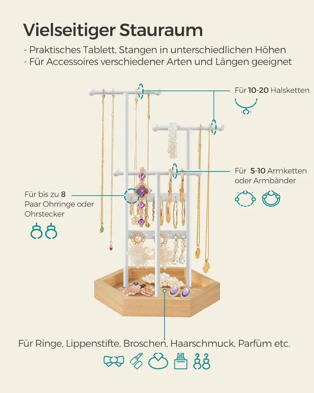 Schmuckständer Schmuckhalte, 4 getrennte Bereiche Metall von Songmics