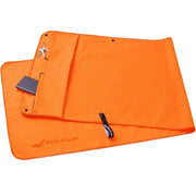 Fitnesshandtuch Mikrofaser mit Reissverschlusstasche 130x48cm Orange von guteszeug.ch