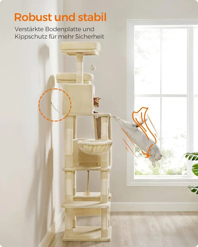 Kratzbaum XXL 206cm 13 Säulen Beige von Songmics