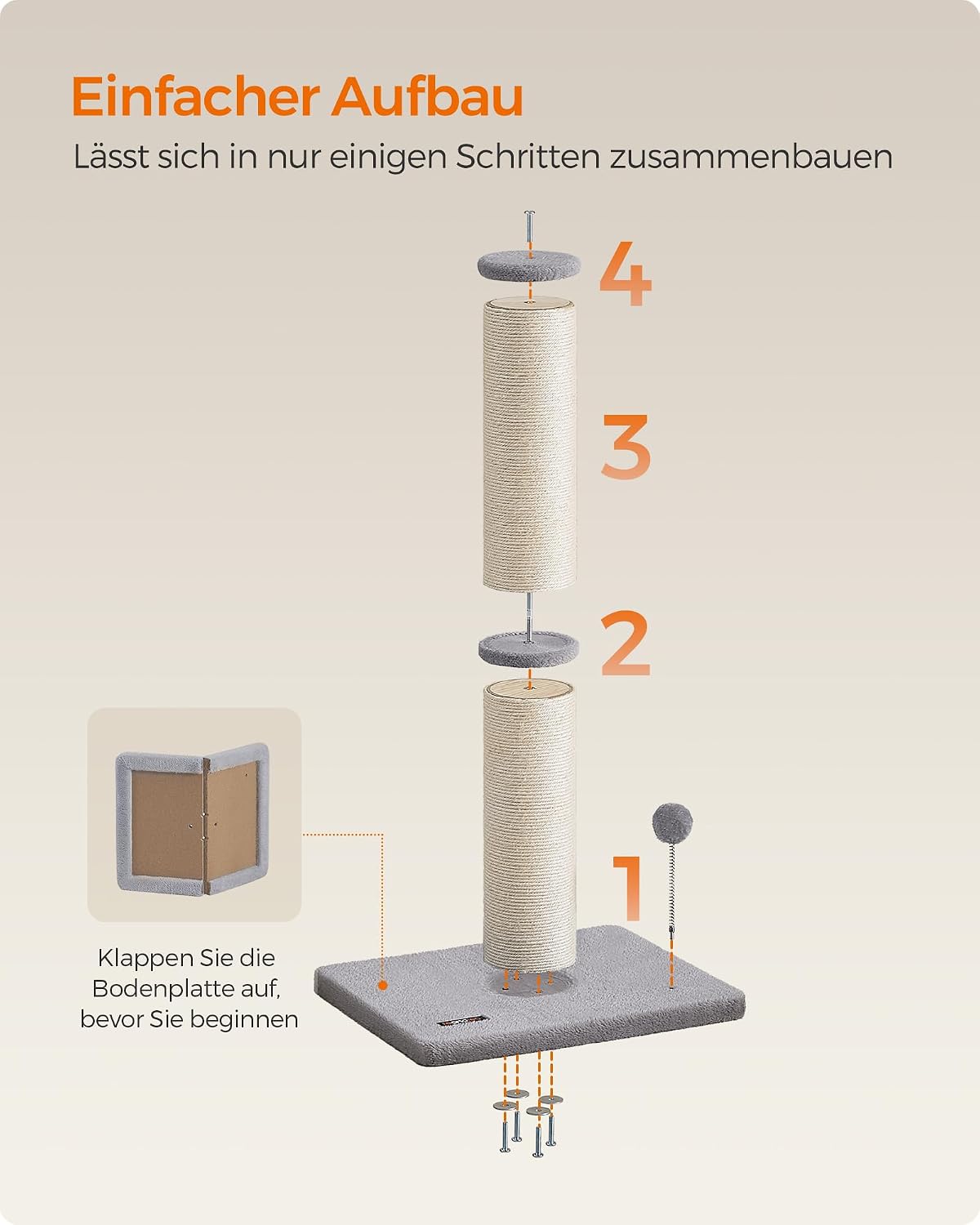 Kratzsäule XL 85 cm dicker Stamm für große Katzen Sisal von guteszeug.ch